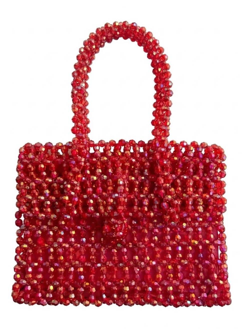 Vintage La Regale baguette coin purse red beaded shiny